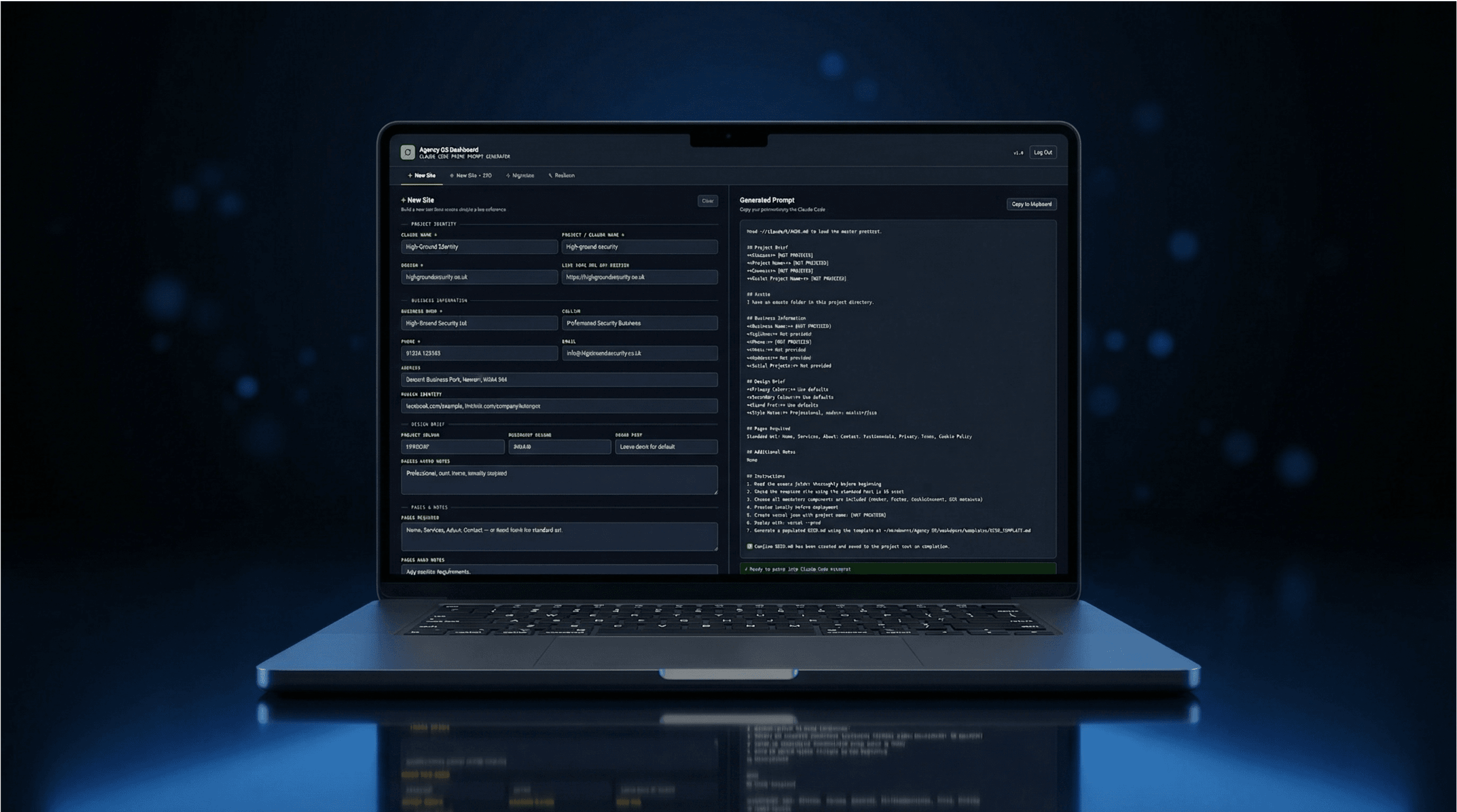 Agency OS Dashboard on laptop